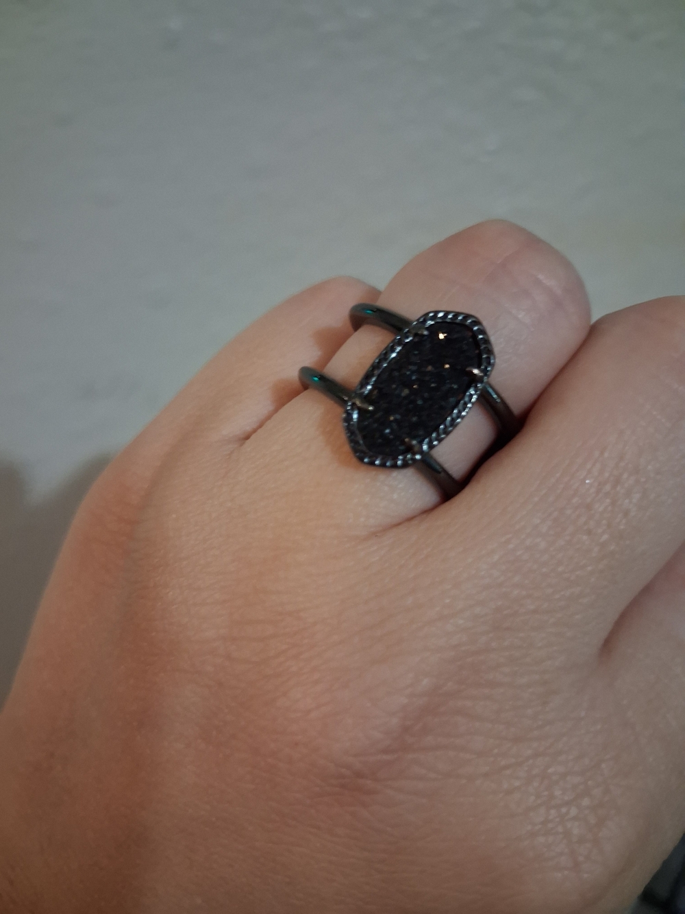 Kendra Scott Black Druzy Oval Double-Band Ring